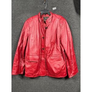Terry Lewis Jacket Womens Size 2XL Red Genuine Leather Classic Luxuries Coat